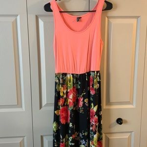 Black/Peach Floral Dress